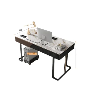 Hxl Светлый роскошный рабочий стол Минималистичный Современный компьютерный стол Простой итальянский стол из каменной плиты Изображение