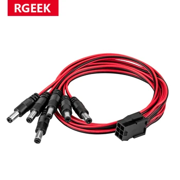 RGEEK 50 см 18AWG PCI-E от 6Pin до 6шт штекеров постоянного тока 5,5X2,5 мм, кабель питания 12 В Изображение