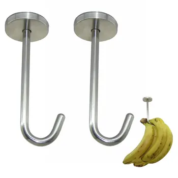Вешалка для бананов из нержавеющей стали - крючок под шкаф для лопатки или ломтиков бананов. Сохраняйте бананы свежими 2 шт./Пк Изображение