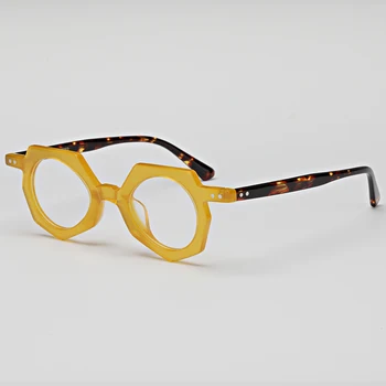 Индивидуальные Овальные ацетатные очки При близорукости Оправа для очков по рецепту Мужчины дизайнерский бренд женские очки Изображение