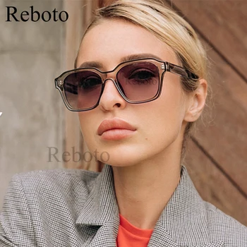 Классические квадратные солнцезащитные очки для женщин 2023 года, винтажные солнцезащитные очки оверсайз прозрачно-серого цвета, женские солнцезащитные очки популярных ярких ретро оттенков Eyewea Изображение