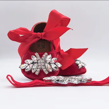 Кукольная обувь для девочек, подарок для новорожденного, С Новым Годом, Нежное украшение из кристаллов, наряд для мамы и дочки ручной работы, блестящие ботфорты Изображение