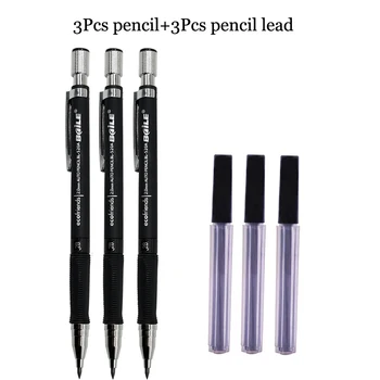 Механический карандаш 2,0 мм для письма, автоматический карандаш для рисования, Черный карандаш для рисования, канцелярские принадлежности для школьного офиса Изображение