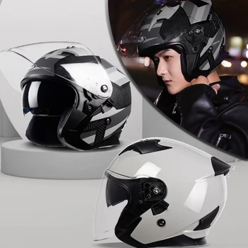 Мотоциклетный шлем с зимним полупокрытием, полный шлем локомотива, Противотуманный гоночный шлем Four Seasons, мужской и женский защитный шлем Изображение