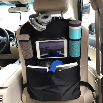 Органайзер для хранения на заднем сиденье автомобиля, детская карманная сумка для хранения на переднем сиденье, коврик для автомобильных путешествий Изображение