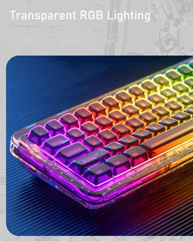 Розовая, белая, черная, прозрачная механическая клавиатура RGB с беспроводным USB-приемником Bluetooth/2,4 ГГц/проводной клавиатурой для игрового ПК Изображение