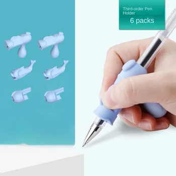 Силикагель Силиконовый инструмент для ручки с рыбкой Держатель для ручки Пластиковый инструмент для коррекции осанки В форме рыбки Набор детских карандашей Изображение