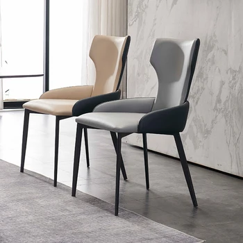 Скандинавский дизайнерский обеденный стул с высокой спинкой, Современный минималистичный табурет для кафе, спальни, туалетного столика, мягкой мебели для дома на балконе GY50DC Изображение