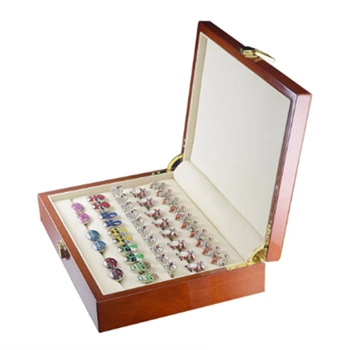 Стеклянная коробка для запонок, окрашенная Деревянная Коробка для показа коллекции, Коробка для хранения ювелирных изделий для мужчин Изображение