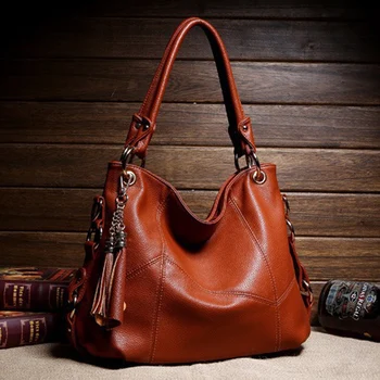 Сумки через плечо для женщин, кожаные сумки, дизайнерская винтажная ретро-сумка Изображение