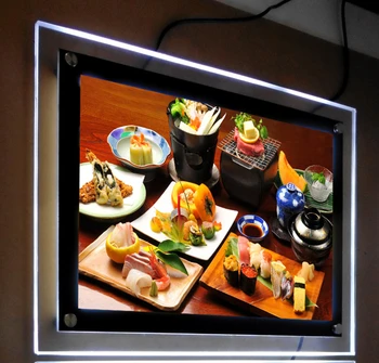 Тонкая акриловая рамка для ресторана, светодиодная панель меню освещения A1, рекламный плакат, лайтбокс, вывеска Изображение