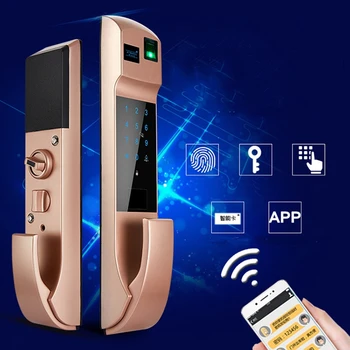 Цифровой Дверной замок, Кодовый отпечаток пальца и RFID-Ввод, Небольшая Врезная Автоматическая блокировка отпечатков пальцев, блокировка паролем, Биометрический Сенсорный экран Изображение
