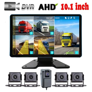 10,1-дюймовая система мониторинга AHD, сенсорный экран BSD для автомобиля/автобуса/грузовика, 5-канальные камеры видеонаблюдения DVR, цветной регистратор парковки ночного видения Изображение