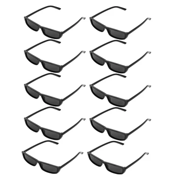 10X Винтажные прямоугольные солнцезащитные очки Женские солнцезащитные очки в маленькой оправе Ретро Очки S17072 Черная оправа Черный Изображение
