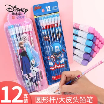 12 шт. детские мультяшные карандаши с ластиком Disney Frozen Elsa Anna карандаш HB экологически чистый и нетоксичный Изображение
