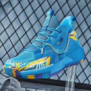 2022 Новые мужские кроссовки повседневная обувь баскетбольная обувь сетчатая плетеная дышащая и удобная эластичная теннисная мода для бега Изображение