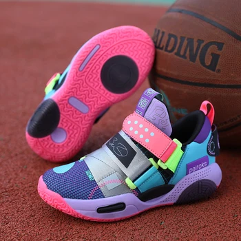 2023 Детские баскетбольные кроссовки для мальчиков и девочек, нескользящие детские спортивные кроссовки для бега, Легкие уличные кроссовки, Кроссовки для бега. Изображение