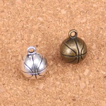 26шт Подвески 3D баскетбол 11 мм Антикварные подвески, старинные тибетские серебряные украшения, сделай сам для браслета-ожерелья Изображение