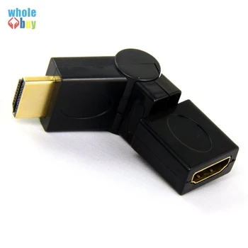 300 шт. /лот Универсальный HDMI 1.4 Угловой тип HDMI от мужчины к женщине 90 180 360 Градусов Вращающийся адаптер Позолоченные разъемы Черный Изображение