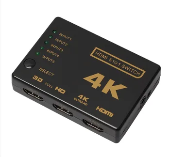 4K HDMI-совместимый Переключатель-Разветвитель Mini HDMI-совместимый Переключатель 2160P 5 Портов С ИК-Пультом Дистанционного Управления Hub Для HDTV DVD TV BOX Изображение