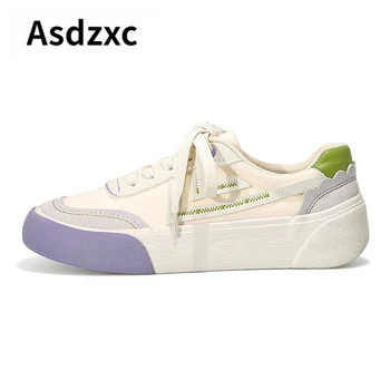 ASDZXC/ Кроссовки; Женская Новая Разноцветная Женская обувь; Тренд 2022 года; Комфортная Летняя обувь; Повседневная Парусиновая обувь На платформе; Женская нескользящая Изображение