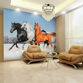 beibehang большие лошади фреска из папье-маше для домашнего декора бумага papel de parede 3d обои для стен 3D обои для стен home decor Изображение