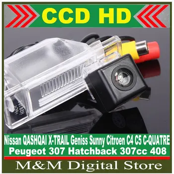 CCD Камера заднего вида автомобиля CCD для Nissan QASHQAI X-TRAIL Geniss Sunny/citroen C4 C5 C-QUATRE/peugeot 307 хэтчбек 307CC 408 Изображение