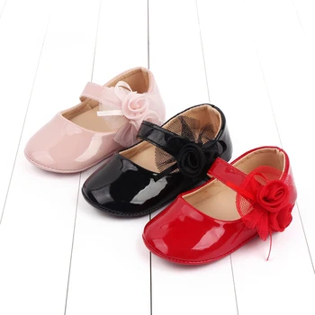 Citgeett, Летние туфли-лодочки для маленьких девочек с мягкой подошвой и цветами, туфли принцессы из искусственной кожи, свадебные модельные туфли Изображение