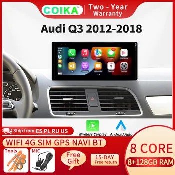 COIKA Android 12 Система Автомобильный GPS Navi Радио Для Audi Q3 2013-2018 Carplay Auto BT Google WIFI SIM Мультимедийный Плеер Сенсорный Экран Изображение