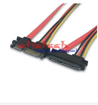 dhl или EMS 100шт 30 см 22-контактный кабель SATA от мужчины к женщине 7 + 15-контактный комбинированный удлинитель Serial ATA SATA Data Power Изображение
