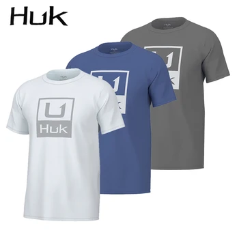 HUK 2023 Мужские Рубашки Для Рыбалки С Коротким Рукавом, Летние Майки Для Рыбалки, Уличная Солнцезащитная Дышащая Одежда Для Рыбалки Изображение