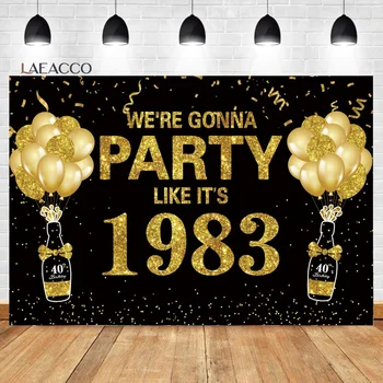 Laeacco Блестящие Золотые и черные воздушные шары 4050-я вечеринка Фото Фон Мужчины Женщины Портрет на День рождения Индивидуальный Фон для фотосъемки Изображение