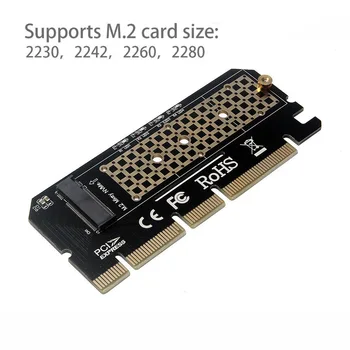 M.2 NVME M Ключ к PCI e Конвертер PCI-e M.2 2230 2242 2260 2280 SSD Адаптер Дополнительные карты Поддерживают PCIe X4 X8 X16 Изображение