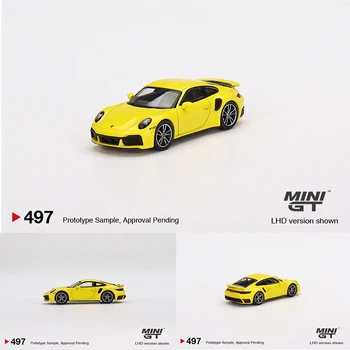 MINI GT 1: 64 911 Turbo S Racing Желтая литая под давлением коллекция моделей автомобилей Diorama Миниатюрные игрушки Carros 497 Изображение