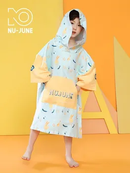 Nu-June-детская одежда, нагрудник, плащ, полотенце, сухой тонкий халат, пляж, море, мультфильм для детей мужского и женского пола Изображение