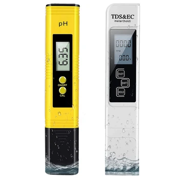 PH-метр и TDS-метр Цифровой тестер качества воды 0-9990 PPM EC и измерение температуры с высокой точностью 0,01 PH Изображение