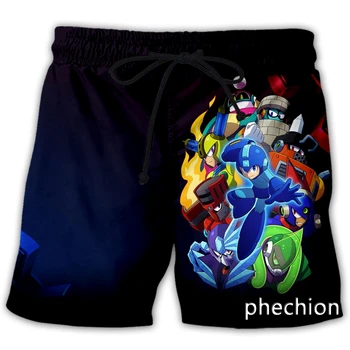 phechion/ Новые модные мужские/женские повседневные шорты с 3D принтом Mega Man, новинка, Уличная одежда, мужские свободные спортивные шорты L101 Изображение