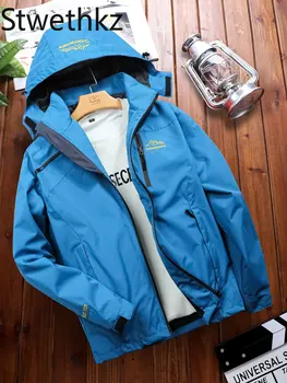 Stwethkz, Негабаритная походная куртка, Женская демисезонная Тонкая дышащая куртка, Водонепроницаемая ветрозащитная теплая ветровка для занятий спортом на открытом воздухе Изображение