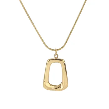 SZN Нержавеющая сталь 316L, ожерелье с золотой геометрией, водонепроницаемые простые модные украшения с металлической текстурой, модные украшения для женщин Изображение