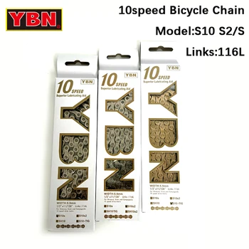 YBN 10 Скоростная Велосипедная Цепь 116L S10 S2 S Для Shimano Для Sram Для Системы Campagnolo MTB Дорожная Велосипедная Цепь Аксессуары Для Велосипедов Цепь Изображение