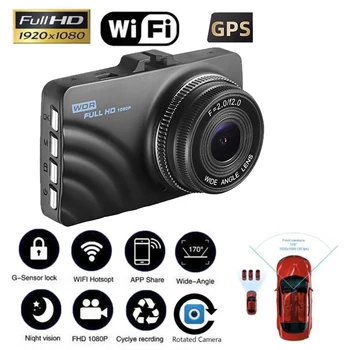 Автомобильный видеорегистратор WiFi Dash Cam 3.0 Full HD 1080P Камера заднего вида Видеомагнитофон Авторегистратор Черный ящик GPS Автомобильные аксессуары ночного видения Изображение