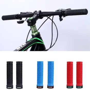 Алюминиевый зажим для горного велосипеда, противоударные накладки на ручки, ручки для велосипеда, ручки для MTB, запирающиеся, противоскользящие резиновые Изображение