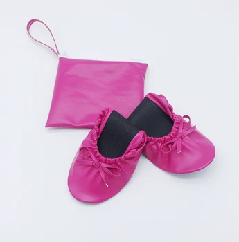 Бесплатная доставка! Розничная продажа женских складных переносных балетных туфель для свадебных путешествий на плоской подошве с подходящим чехлом для переноски Изображение