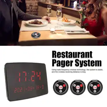 Беспроводная система вызова Пейджер для посетителей ресторана, ведущий голосового вещания, 30 кнопок вызова 110-240 В для бара, офиса, кафе Изображение