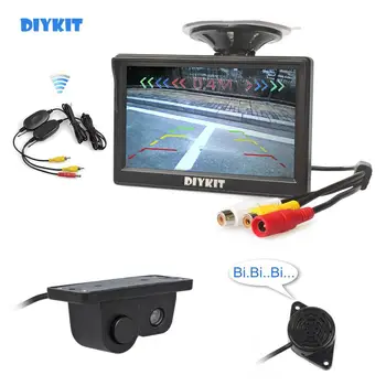Беспроводной Автомобильный монитор DIYKIT 5 “Цветной TFT LCD + Водонепроницаемый Датчик парковочного радара, Автомобильная камера, Камера заднего вида, Парковочная система Изображение