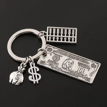 Брелок для ключей модели 100 долларов США Денежное Дерево Кошелек для сувениров ручной работы Подарочный брелок для ключей в американской валюте Изображение