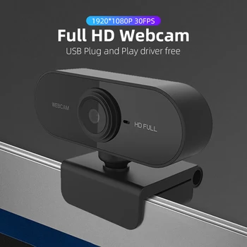 Веб-камера Full HD 1080p USB С Микрофоном, Мини-Компьютерная Камера, Гибкая Поворотная, для Ноутбуков, Настольная Веб-камера Онлайн-образование Изображение