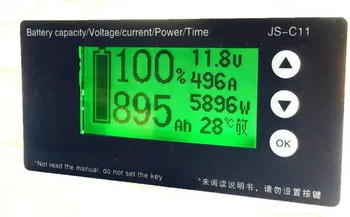Вольтметр постоянного тока 8-65 В Амперметр Кулонометр 10-100 В 0-500 А Индикатор емкости аккумулятора ИЗМЕРИТЕЛЬ МОЩНОСТИ Измеритель уровня заряда батареи Изображение