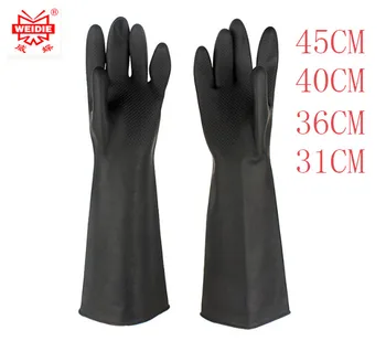 высококачественные 31/36/40/45 см белые/черные защитные перчатки, устойчивые к кислотам и щелочам Маслостойкие латексные перчатки, водонепроницаемые рабочие перчатки Изображение