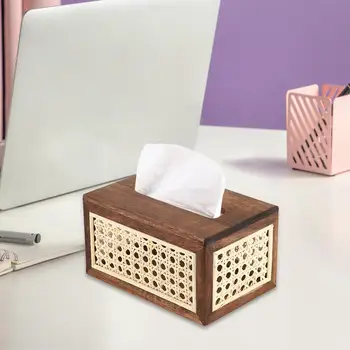 Деревянная коробка для салфеток, износостойкий футляр для салфеток для домашнего стола в отеле Изображение